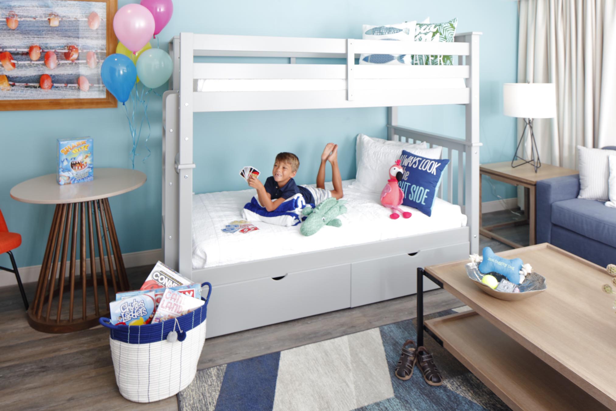 Young boy on bunkbed